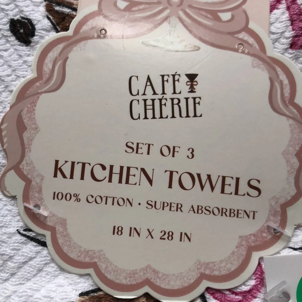 Kitchen Towels with Espresso Martini Glass and Bow Design